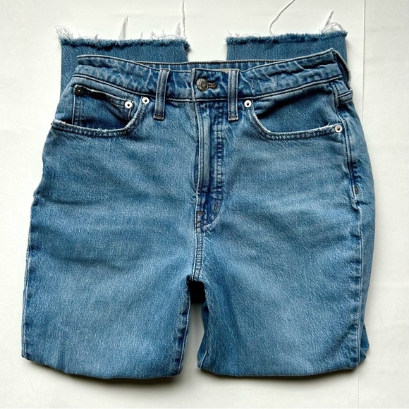 Madewell Curvy Perfect Vintage Jeans Bradwell Wash Raw Fray Hem Distressed Sz 27 - Picture 8 of 14